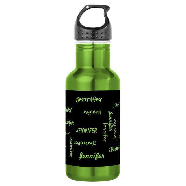 Water Bottle, Personalized, Repeating Name, Green 532 Ml Water Bottle (Front)