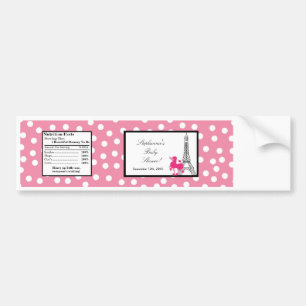 Water Bottle Pink Poodle Paris Eiffel Tower Bumper Sticker