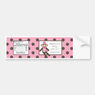 Water Bottle Pink Sock Monkey Bumper Sticker
