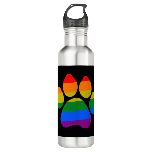 Water  Bottle Rainbow Paws (Front)