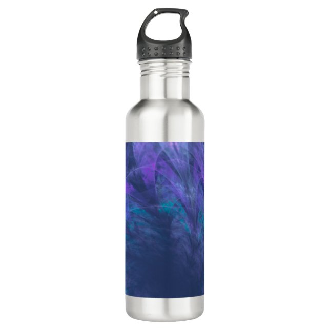 Water Bottle Transparent Blue Petals Fractal (Front)