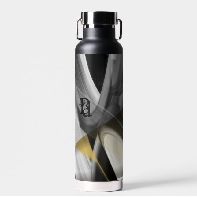 Water Bottle Trend Abstract Art Black White Gold  (Front)