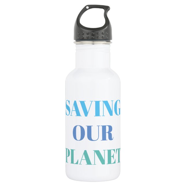 Water Bottle White - SAVING OUR PLANET (Front)