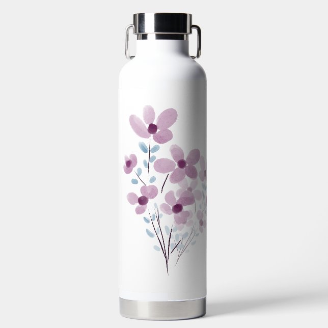 Water Bottle with Elegant Flowers (Front)