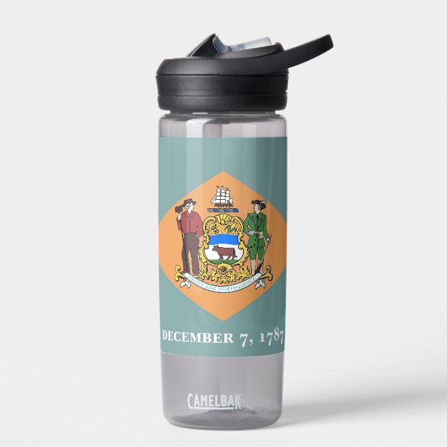 Water bottle with flag of Delaware State, U.S. (Left)