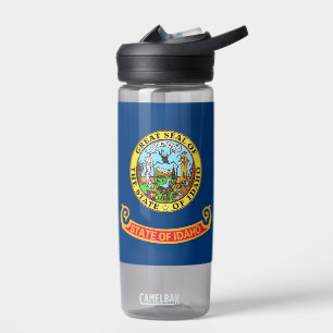 Water bottle with flag of Idaho State, U.S.