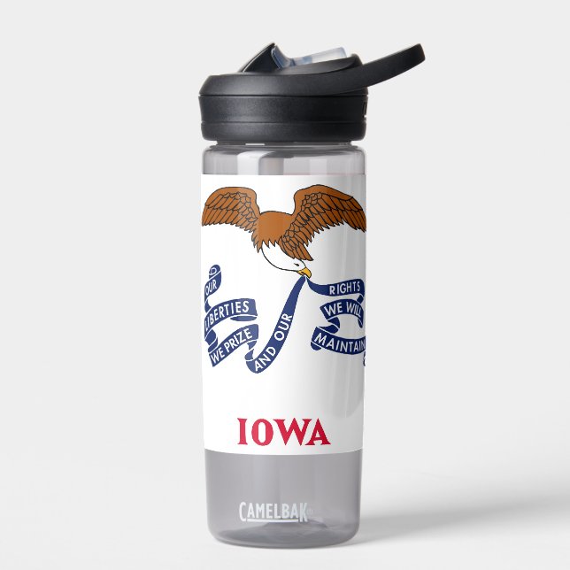 Water bottle with flag of Iowa State, U.S. (Left)