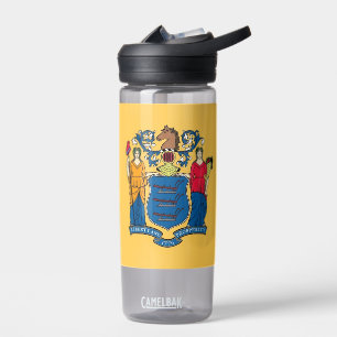 Water bottle with flag of New Jersey, U.S.