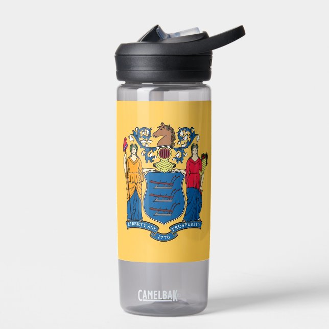 Water bottle with flag of New Jersey, U.S. (Left)