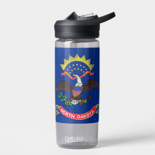 Water bottle with flag of North Dakota, U.S.