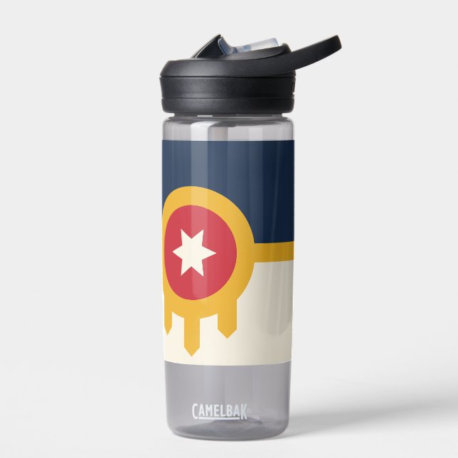 Water bottle with flag of Tulsa, Oklahoma (Left)