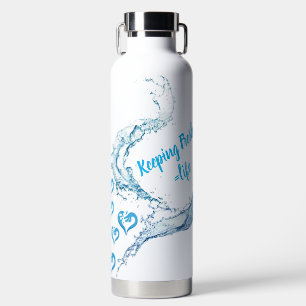 Water Bottle with Floating Hearts & CuWater Bottle