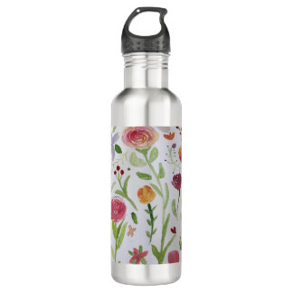 Water bottle with floral design