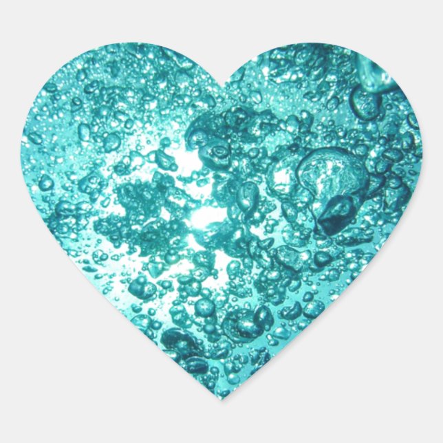 Water Bubbles Heart Sticker (Front)