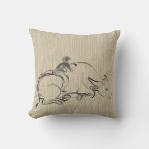 Water Buffalo Child Chinese Ox Year 2021 Square P Throw Pillow