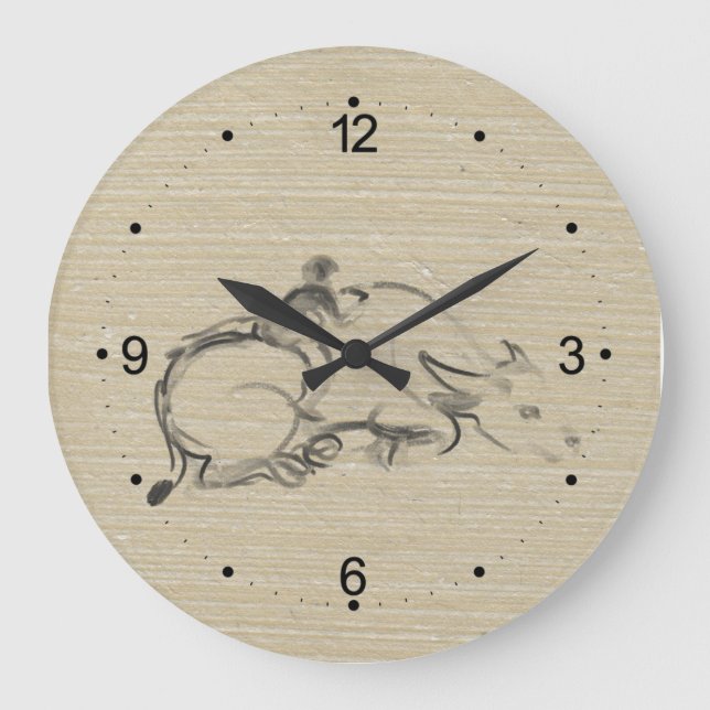 Water Buffalo Child Chinese Ox Year Birthday WC Large Clock (Front)