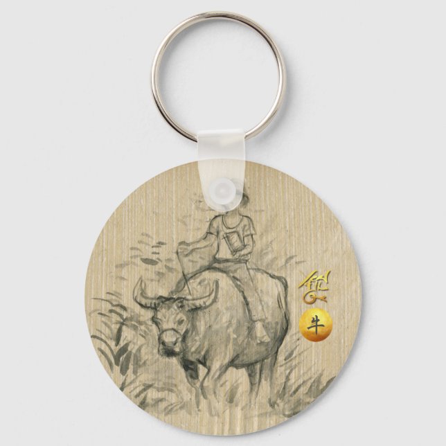 Water Buffalo Kid Chinese Ox Year 2021 RK3 Keychain (Front)
