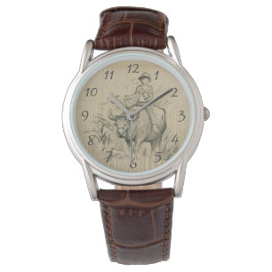 Water Buffalo Kid Chinese Ox Year Birthday W1 Watch