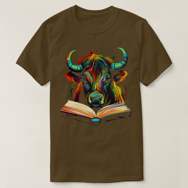 Water Buffalo Reads Book TShirt (Design Front)