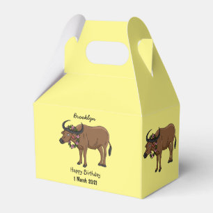 Water buffalo with flowers cartoon illustration favor box