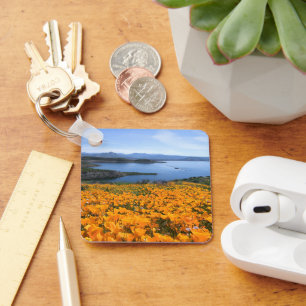Water California Lake With Golden Poppies Keychain