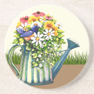 Water Can with Wildflowers Coaster