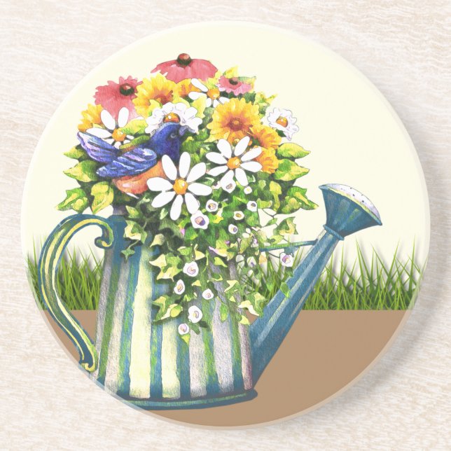 Water Can with Wildflowers Coaster (Front)