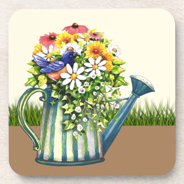 Water Can with Wildflowers Coaster (Front)