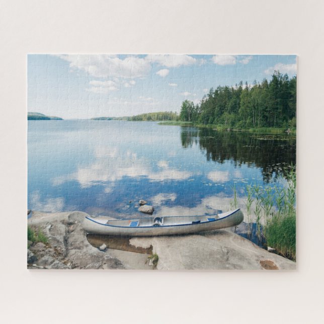 Water | Canoe on Lake in Sweden Jigsaw Puzzle (Horizontal)