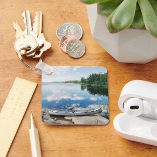 Water   Canoe on Lake in Sweden Keychain