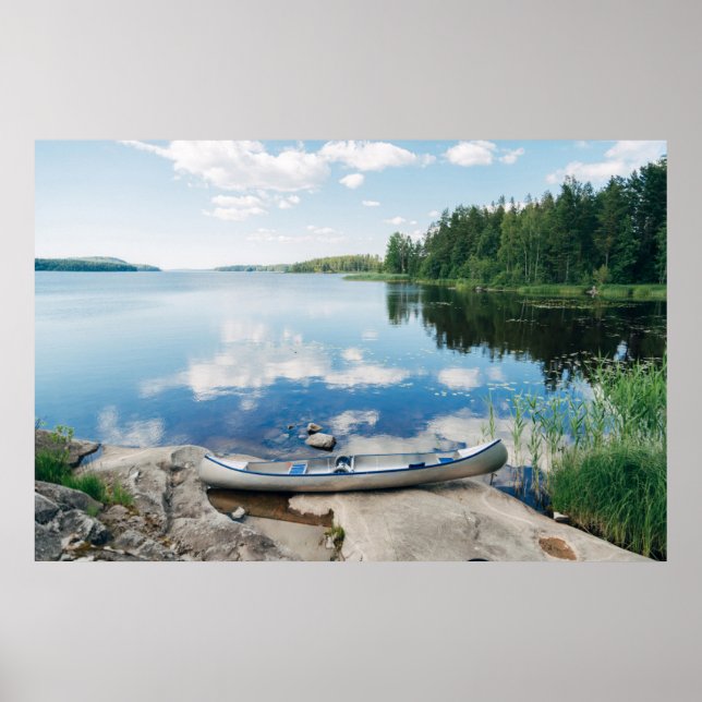 Water | Canoe on Lake in Sweden Poster (Front)