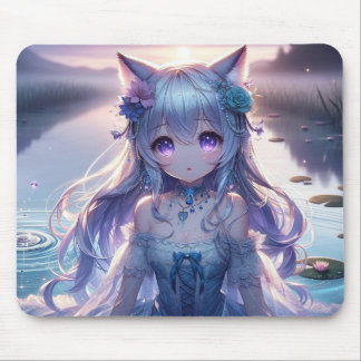Water Catgirl Anime Princess Mouse Pad