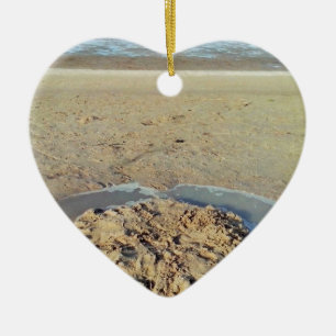 Water Circle in Sand on Beach, Summer Time Ceramic Ornament