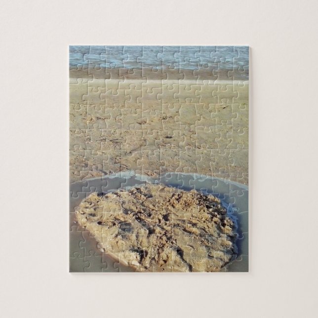 Water Circle in Sand on Beach, Summer Time Jigsaw Puzzle (Vertical)