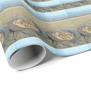 Water Circle in Sand on Beach, Summer Time Wrapping Paper