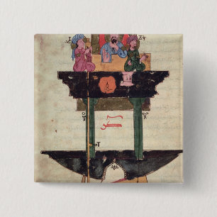 Water clock with automated figures 2 inch square button