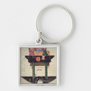 Water clock with automated figures keychain