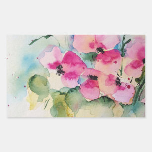 Water color pink flowers in the vase sticker