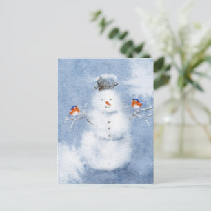Water Color Snowman Postcard   Charming Winter