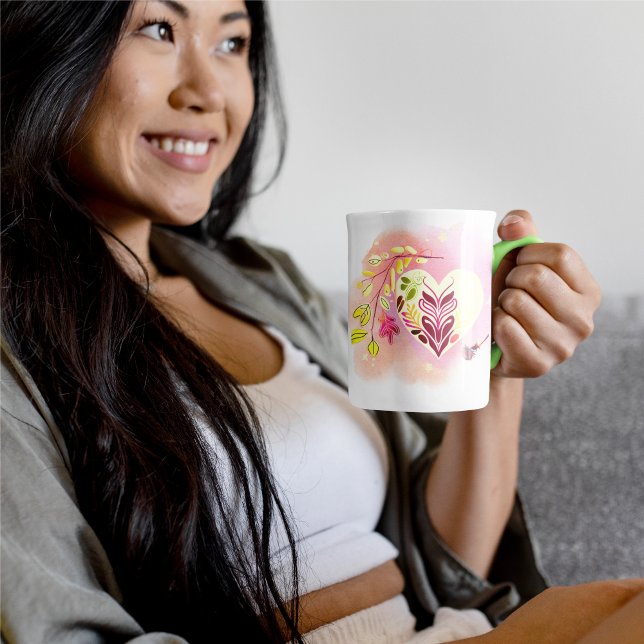 WATER COLOR SPLASH BOHO HEART-SHAPE DESIGN MUG (Creator Uploaded)