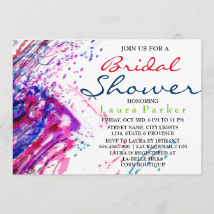 Water Colour Abstract Paint Bridal Shower Invitation