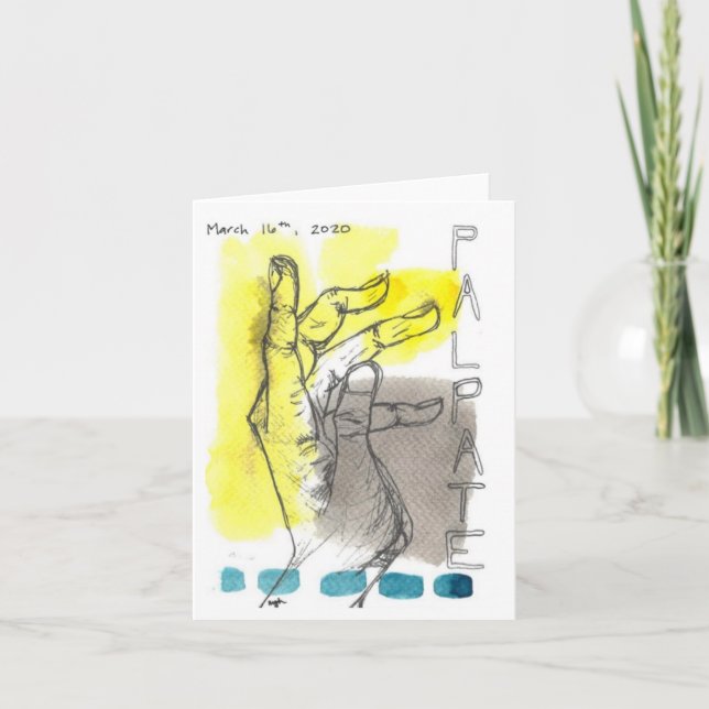 Water Colour and Ink Hands and Words Greeting Card (Front)