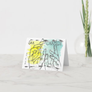 Water Colour and Ink Hands and Words Greeting Card