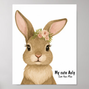 Water colour baby bunny nursery poster