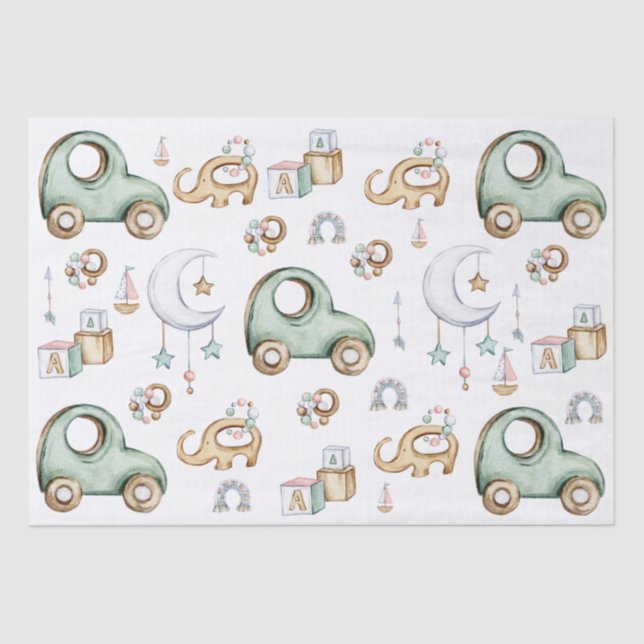 Water Colour Baby Things design Tissue Paper (Front)