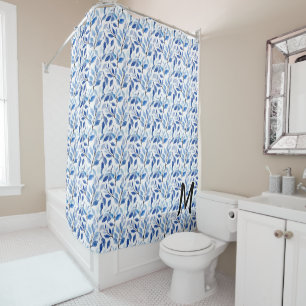 Water Colour Blue Leaf Mosaic Fine Art Monogram
