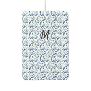 Water Colour Blue Leaf Mosaic Fine Art Monogram Air Freshener