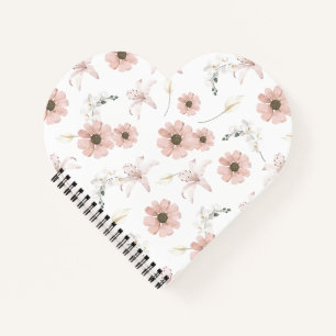 Water Colour Blush Pink Flowers Art Notebook