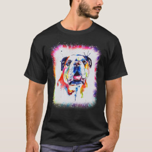 Water Colour Bull Dog Love R Boy Girl Tie Dye Blea T-Shirt