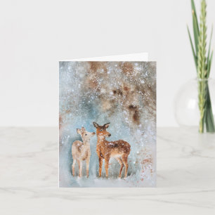 Water Colour Deer Christmas Card
